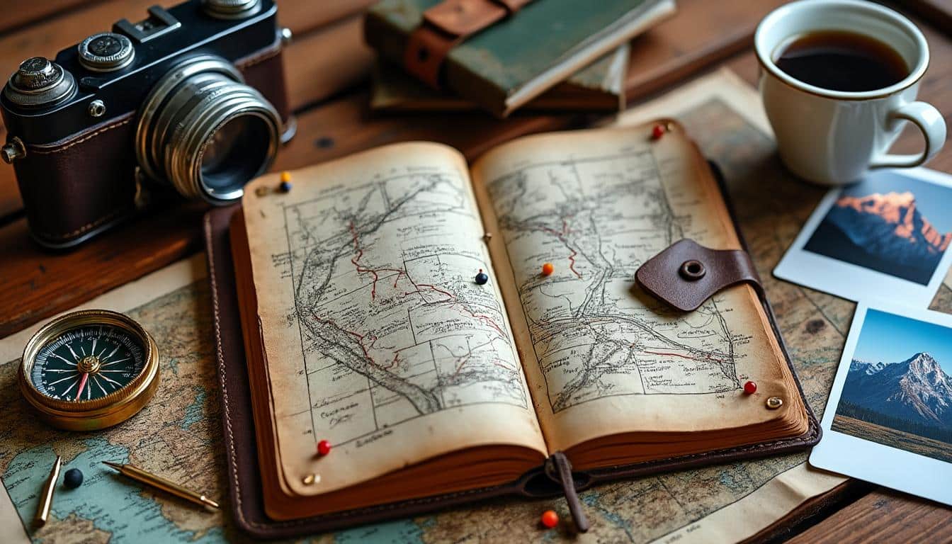 découvrez à travers cette carte postale les étapes clés détaillées du carnet de route, illustrant chaque moment important du voyage.