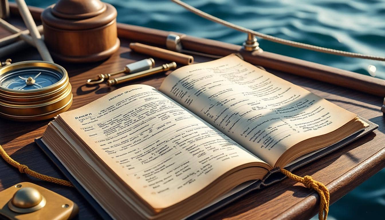 le carnet de bord de navigation consigne avec précision les informations sur les vents et courants marins pour assurer une navigation sécurisée et efficace.