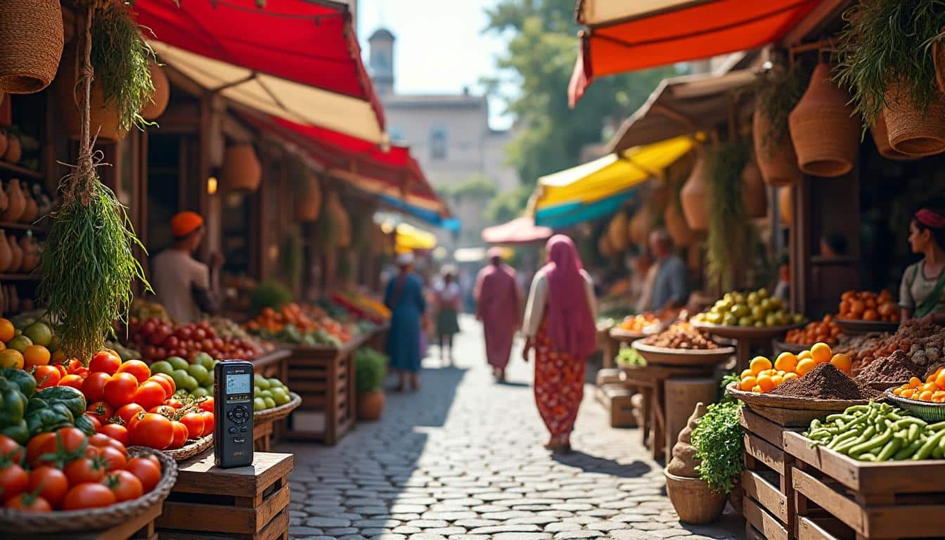 découvrez le récit de voyage audio qui capture l'atmosphère authentique et les sons vibrants des marchés locaux, vous plongeant au cœur de chaque destination.