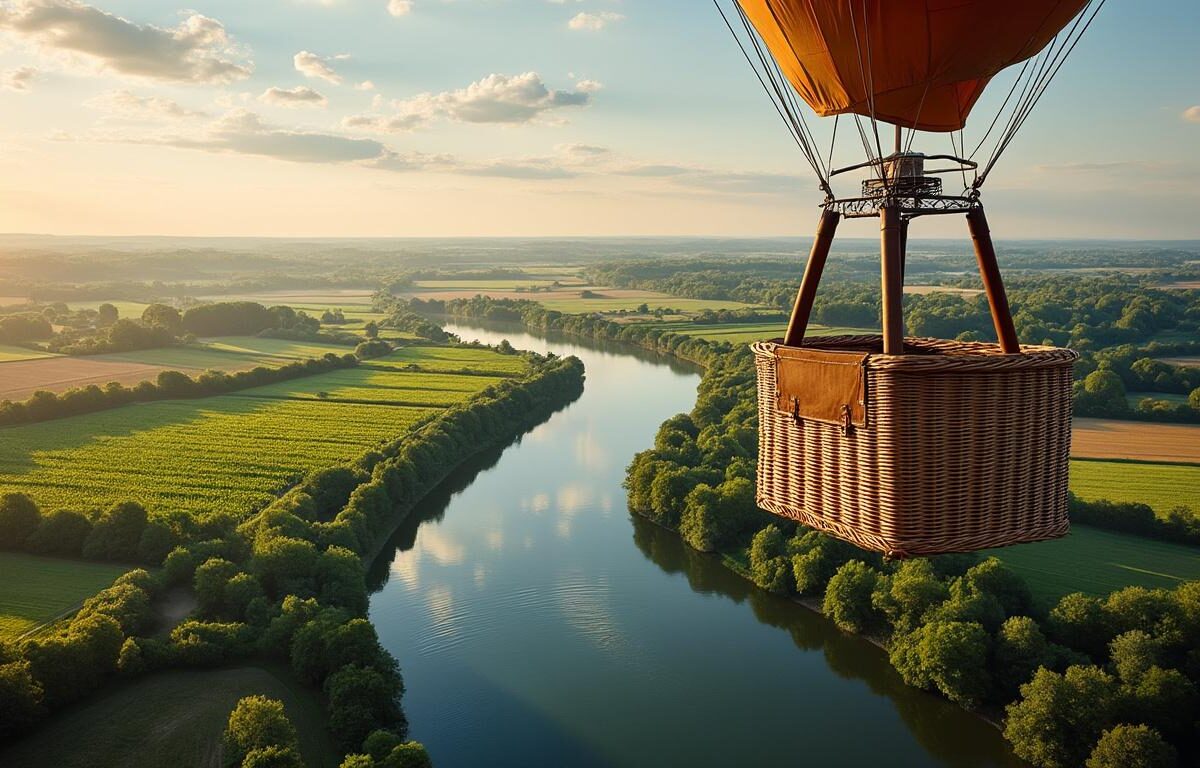 découvrez la loire vue du ciel grâce à la nacelle de montgolfière, offrant un panorama unique et inoubliable.