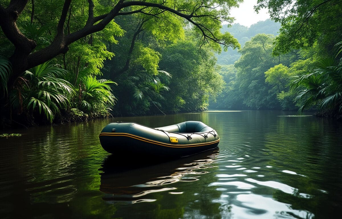 découvrez l'aventure unique du canot pneumatique explorant les rivières étroites et mystérieuses de l'amazonie, entre nature sauvage et paysages spectaculaires.