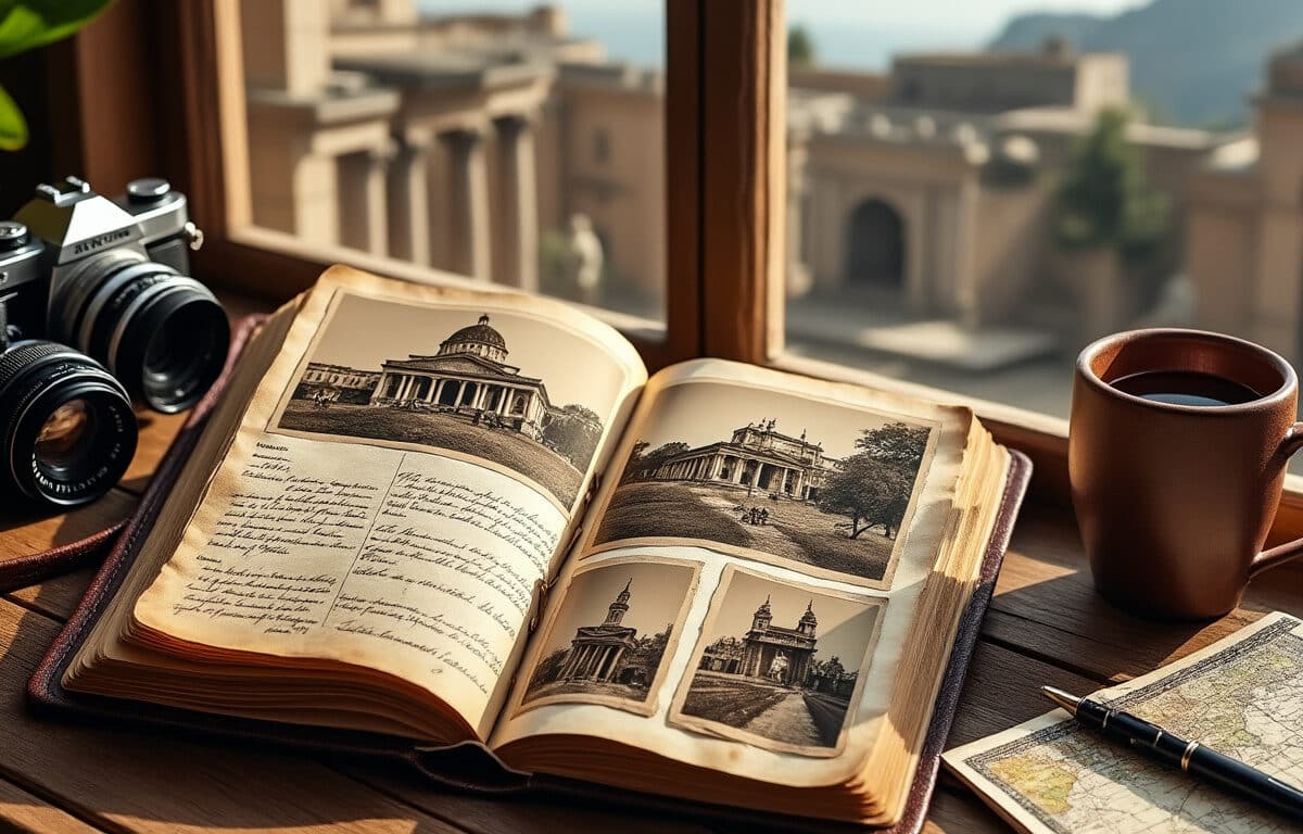 découvrez le carnet de voyage historique qui compare des lieux actuels avec des archives anciennes, offrant une immersion unique dans le passé.