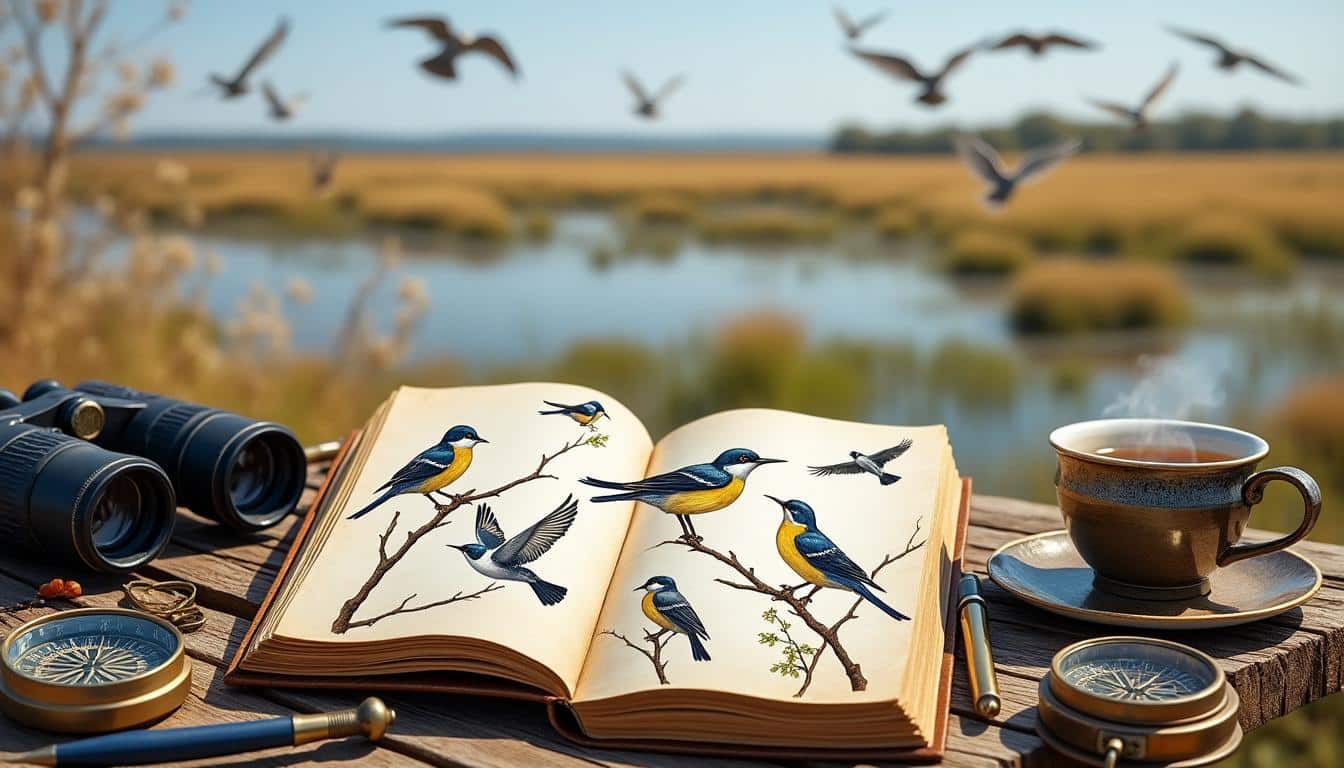 découvrez le carnet de voyage ornithologique qui illustre avec passion les oiseaux migrateurs, alliant observation et art pour les amateurs d'oiseaux et de nature.