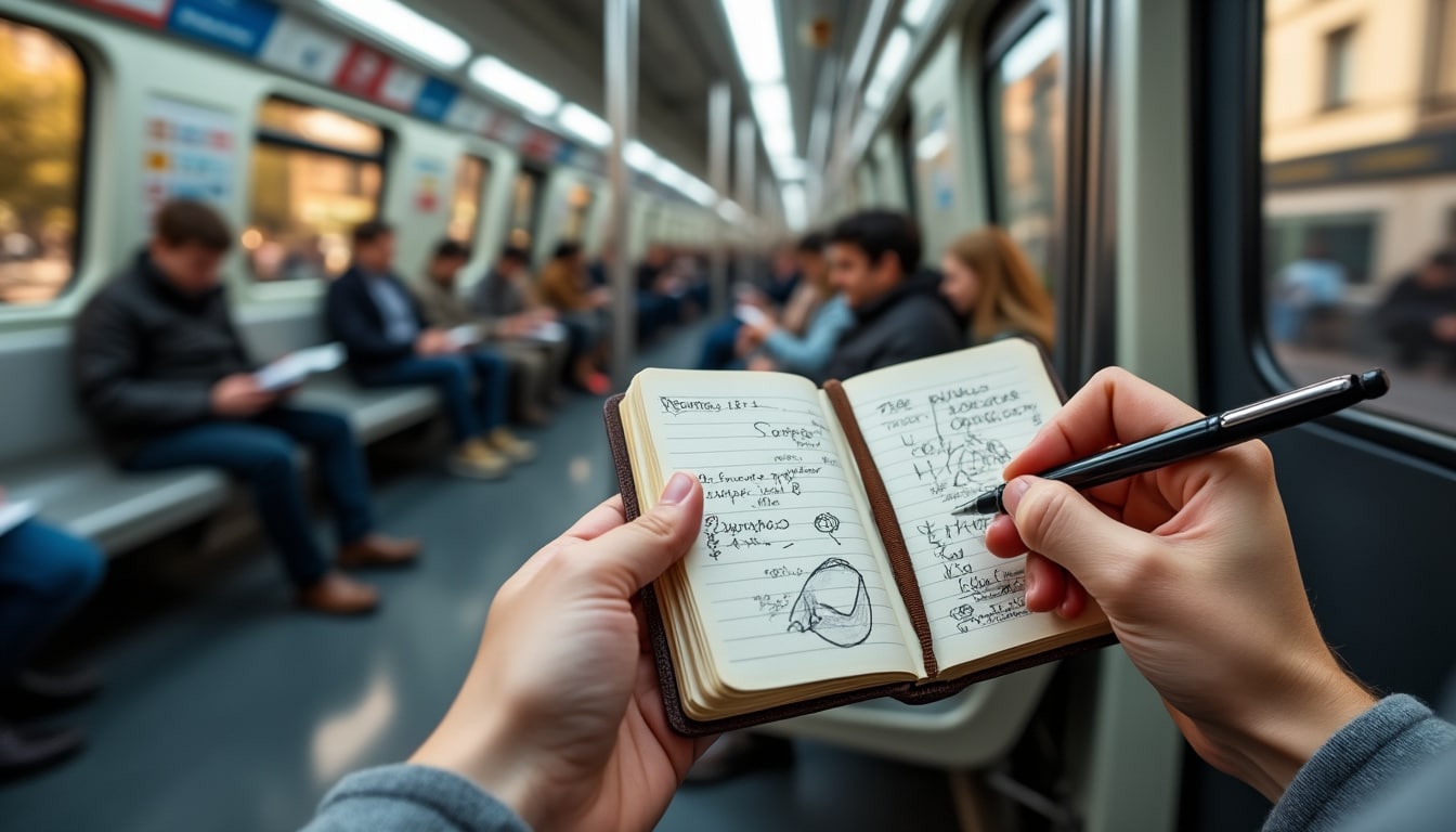 découvrez comment remplir facilement votre carnet de voyage de poche lors de vos trajets en transports en commun, pour capturer chaque instant de vos aventures urbaines.