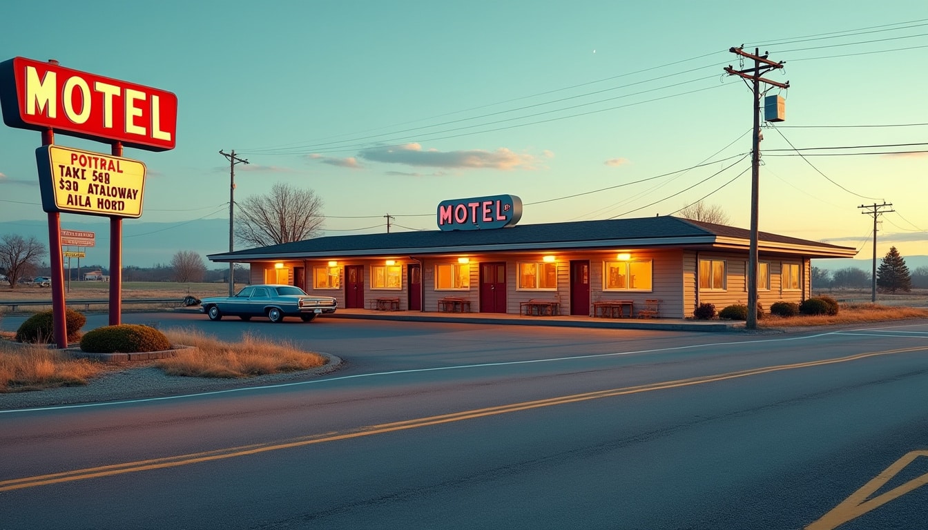 découvrez un motel de route idéalement situé, offrant une étape pratique et confortable pour les conducteurs en quête de repos lors de leur voyage.