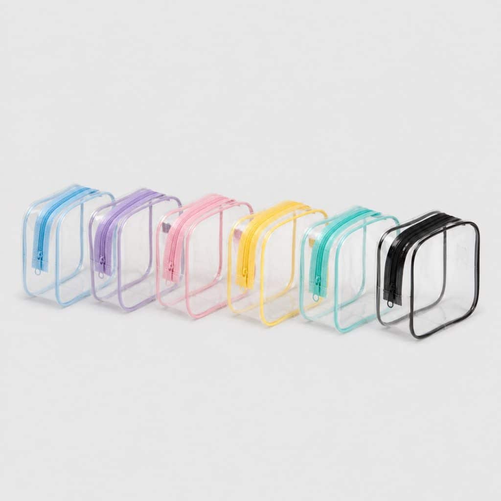 Lot de six trousses transparentes 20x20 cm pour l'avion