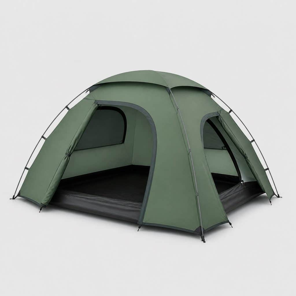 Tente verte 3 personnes avec double toit et double entrée