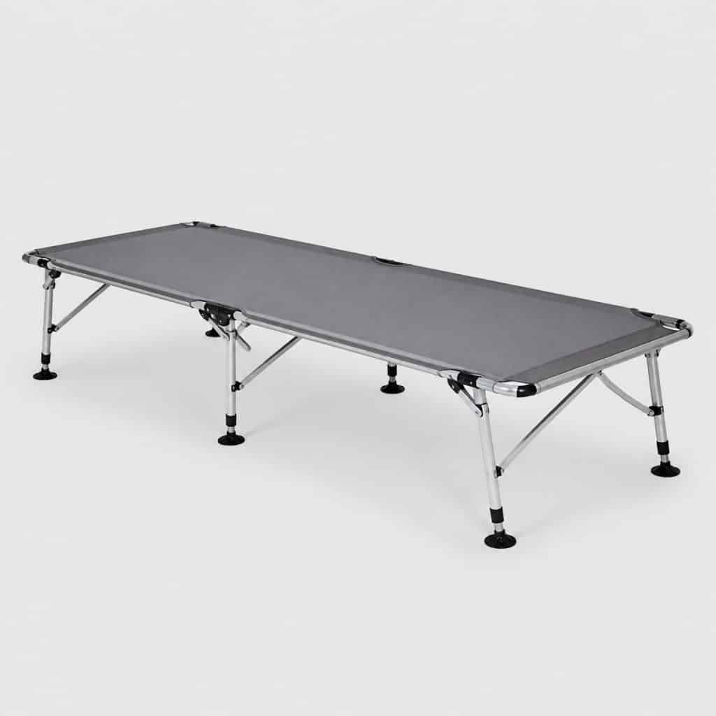 Lit de camp à pieds réglables en aluminium