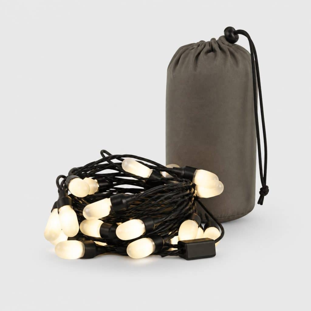 Guirlande lumineuse rechargeable de camping avec housse textile