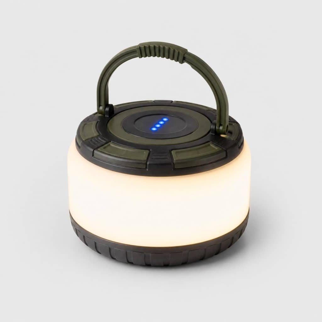 Lampe de camping ronde avec diffuseur 360° et indicateur de batterie